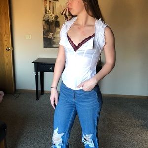 Love Stitch White Cotton Shirt